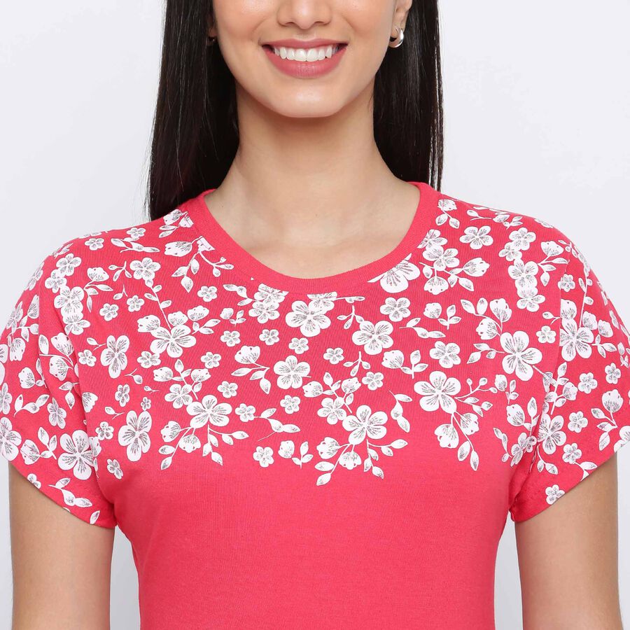 Solid Round Neck T-Shirt, Coral, large image number null