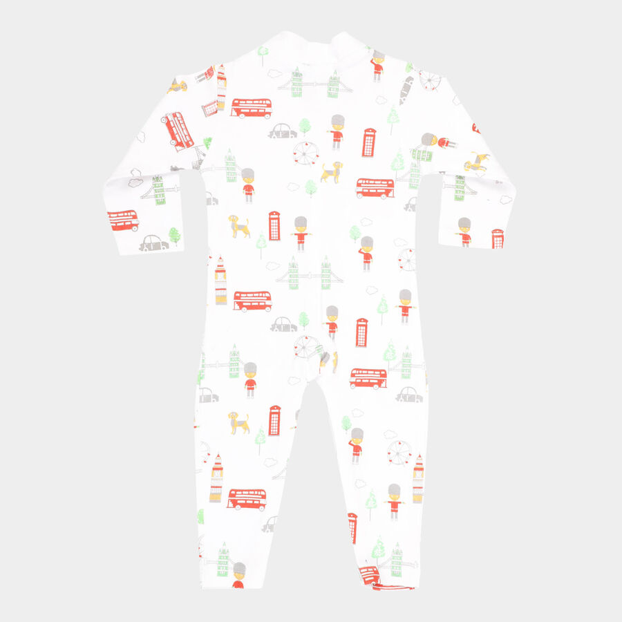 Infants Cotton Printed Bodysuit, White, large image number null