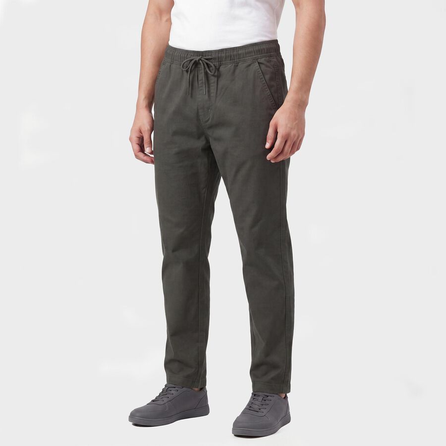 Men's Dark Green Slim Fit Casual Trousers, गहरा हरा, large