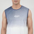 Men's Blue Cotton Round Neck Casual T-Shirt, Melange Blue, small