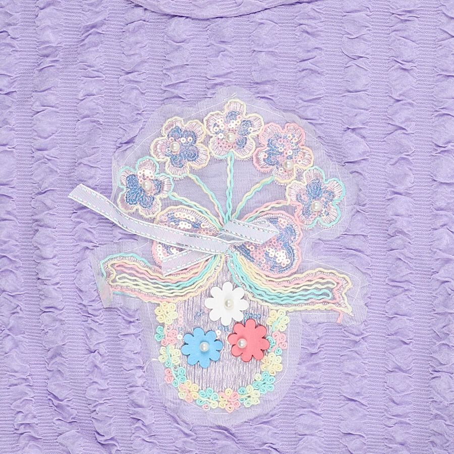 Girls' Lavender Round Neck Casual T-Shirt, Lilac, large image number null