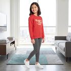 Girls' Coral Round Neck Pullover Sweatshirt, Coral, small