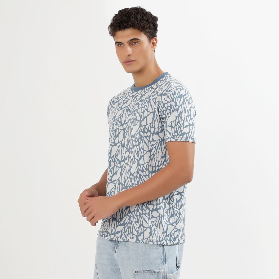 Men's Light Blue Round Neck Printed T-Shirt, Light Blue, large image number null