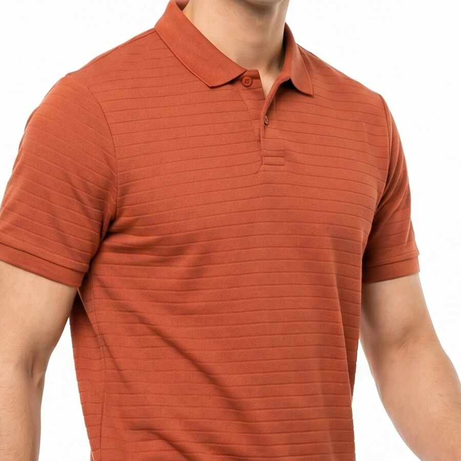 Men's Rust Polo Neck Polo T-Shirt, Rust, large
