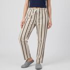 Women's Brown Straight Fit Striped Lounge Pyjama, Brown, small