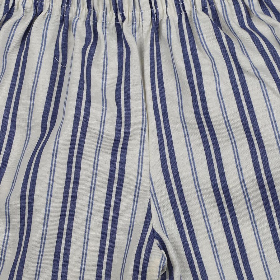 Girls Light Blue Regular Fit Striped Pull-On Shorts, हल्का नीला, large