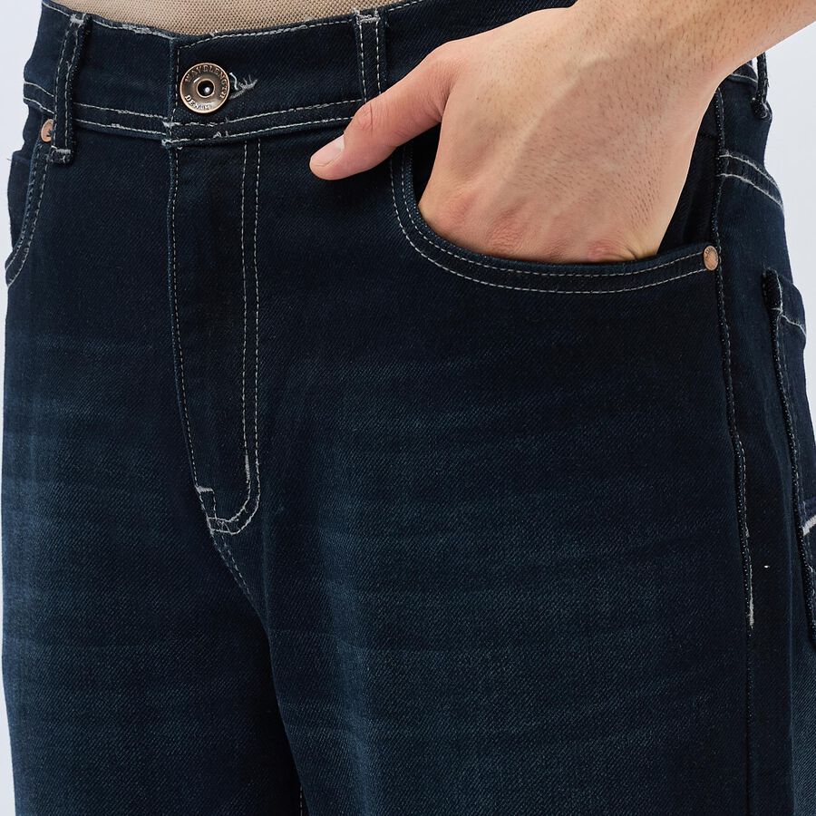 Men's Dark Indigo Slim Fit Jeans, गहरा नीला, large image number null