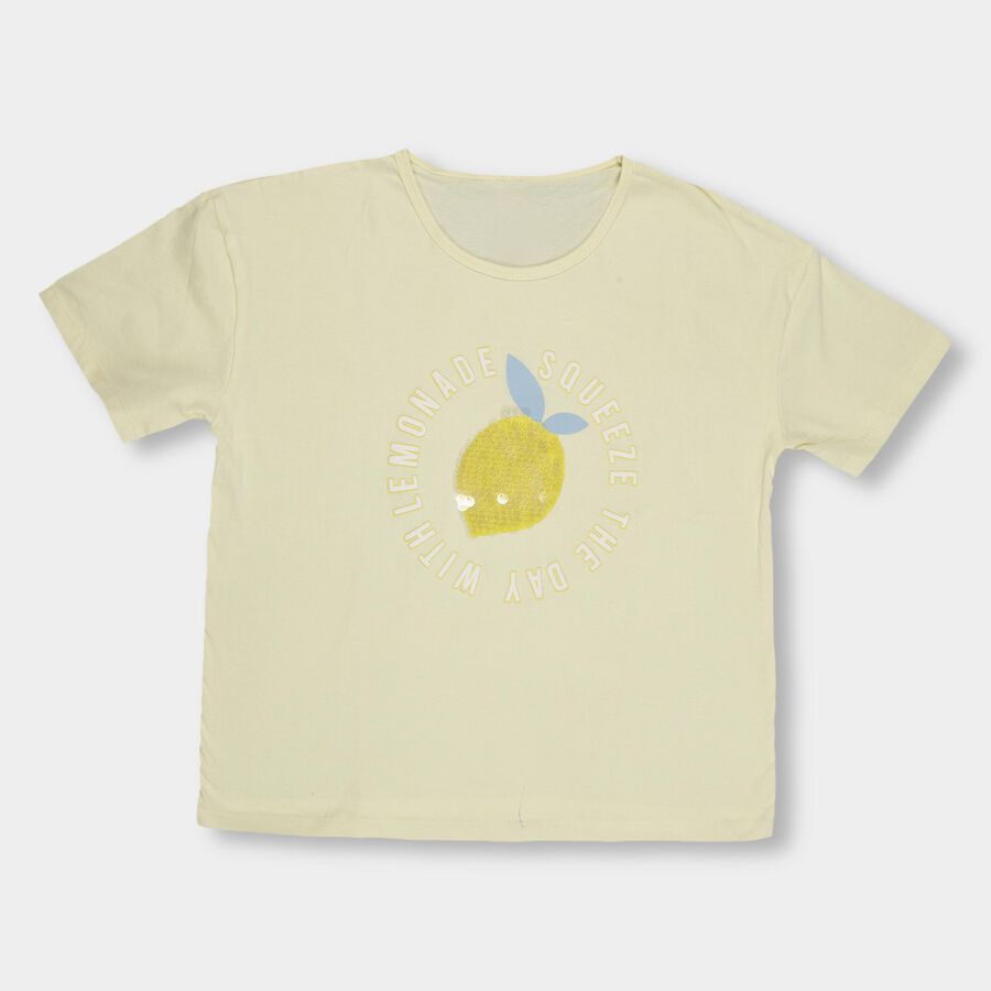 Girls' 100% Cotton T-Shirt , पीला, large