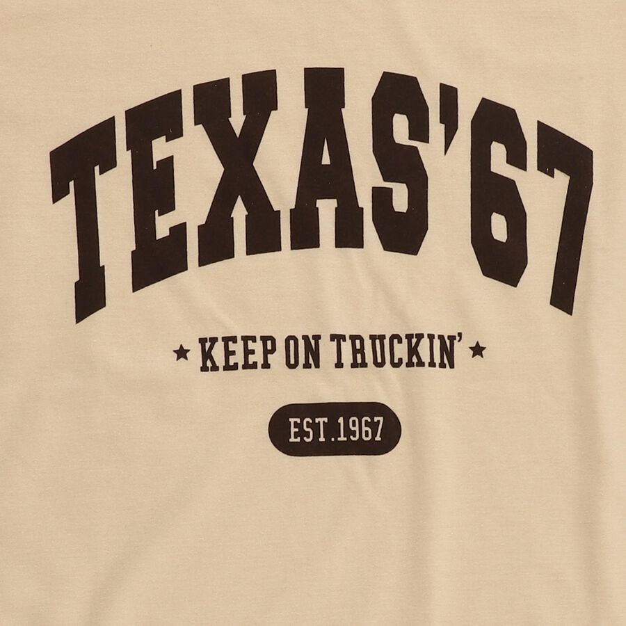 Boys' Light Beige Crew Neck Casual T-Shirt, गहरा पीला, large image number null