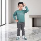 Boys' Dark Green Crew Neck Pullover Sweatshirt, Dark Green, small