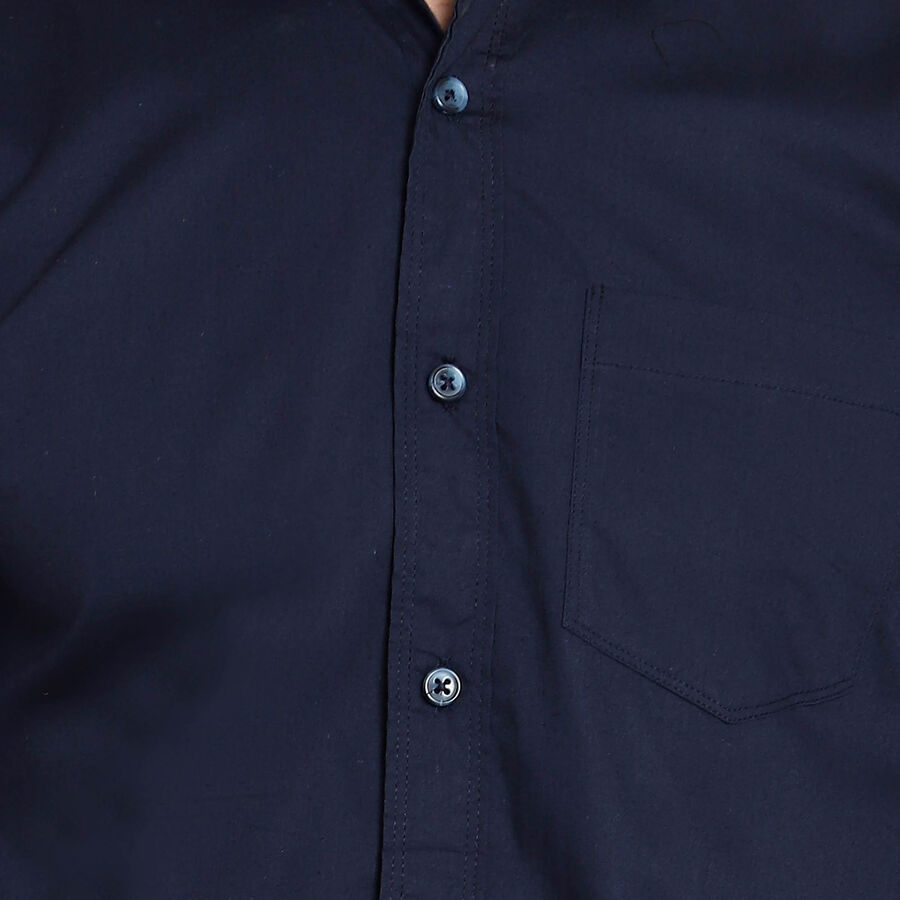 Cotton Solid Casual Shirt, Navy Blue, large image number null