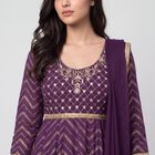 Women's Purple Embroidered Ethnic Set, Purple, small