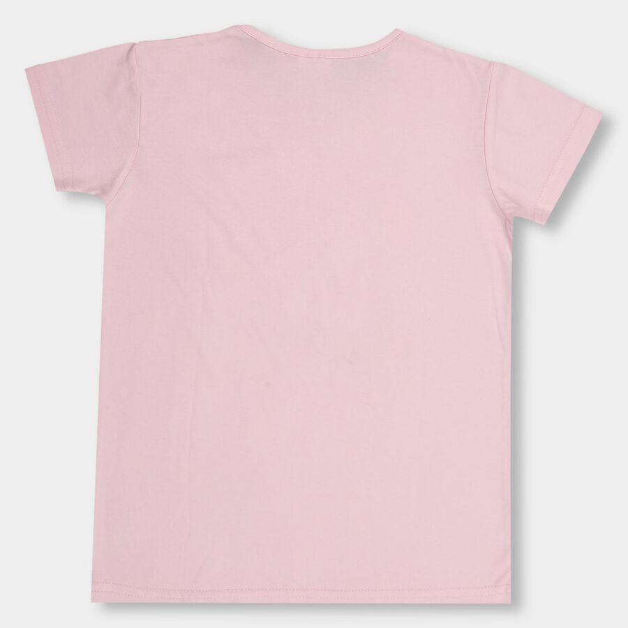 Girls Light Pink Crew Neck Short Sleeve T-Shirt, Light Pink, large