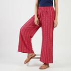 Women's Fuchsia Wide-Leg Solid Palazzos, रानी (फ्यूशिया), small