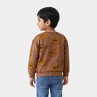 Boys' Beige Round Neck Pullover Sweatshirt, गहरा पीला, small