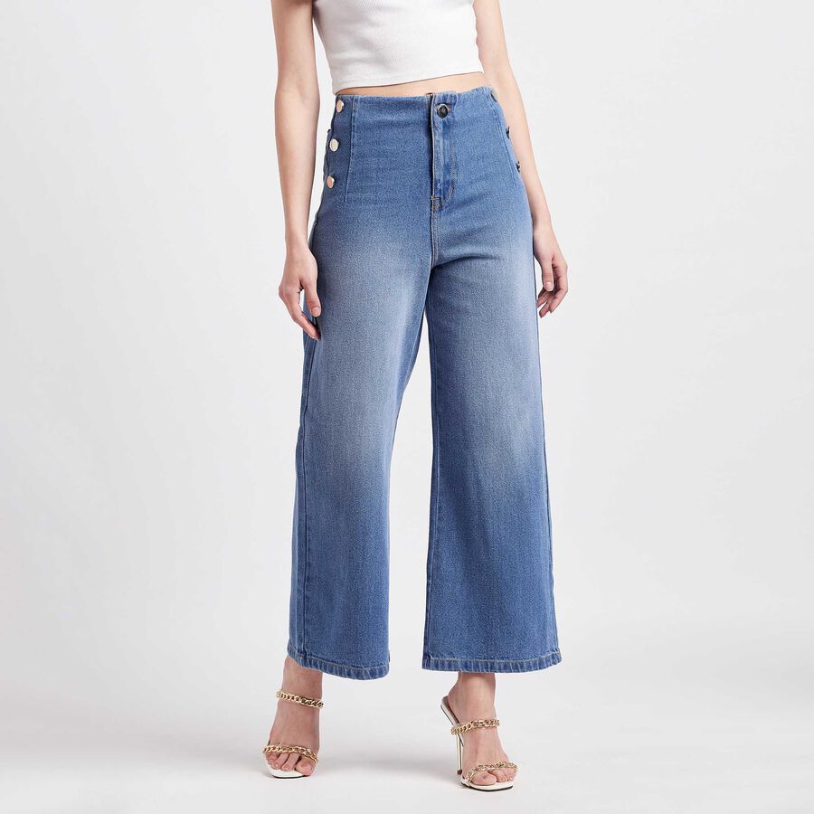 Cotton Embellished Jeans, Light Blue, large image number null