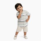 Infants' Light Sage Green Cotton Half Sleeve Mandarin Collar Casual Shirt, Light Green, small image number null