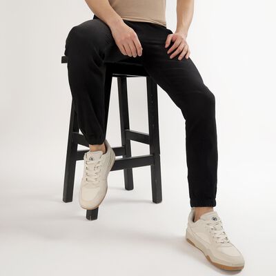 Men's Jet Black Slim Fit Elastic Waist Jeans