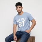 Men's Light Blue Round Neck Regular T-Shirt, स्काई ब्लू, small
