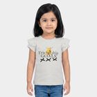 Girls Grey Round Neck Regular T-Shirt, Melange Light Grey, small