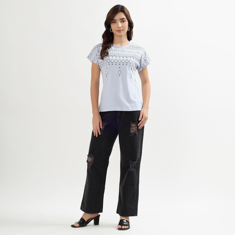 Ladies' Round Neck T-Shirt, Light Blue, large image number null