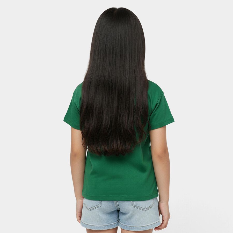 Girls' T-Shirt, गहरा हरा, large