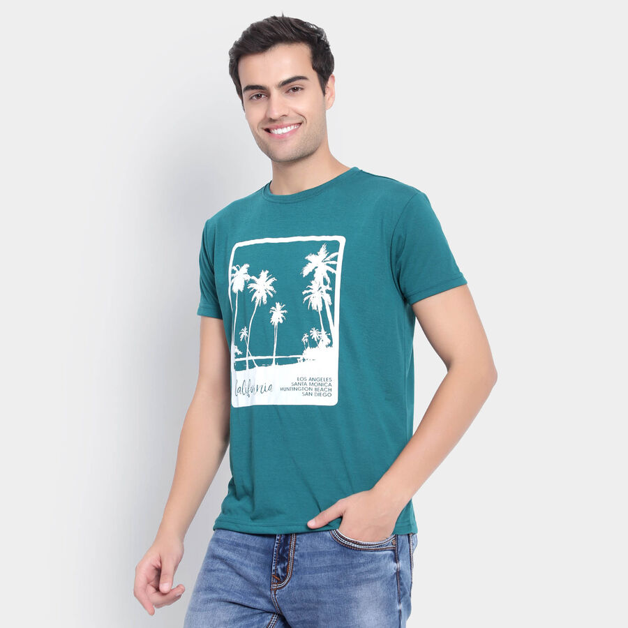 Round Neck T-Shirt, Teal Blue, large image number null