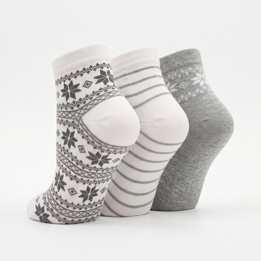 Women's Assorted Regular Fit Patterned Ankle Pack of 3 Socks, Assorted, large