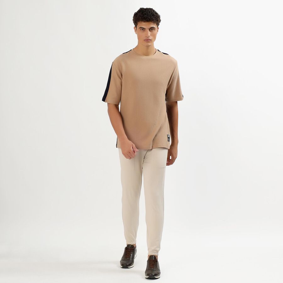 Men's Muted Beige Cotton Round Neck Casual T-Shirt, Beige, large image number null