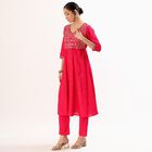 Women's Bright Raspberry Pink Embroidered Ethnic Set, Fuchsia, small image number null