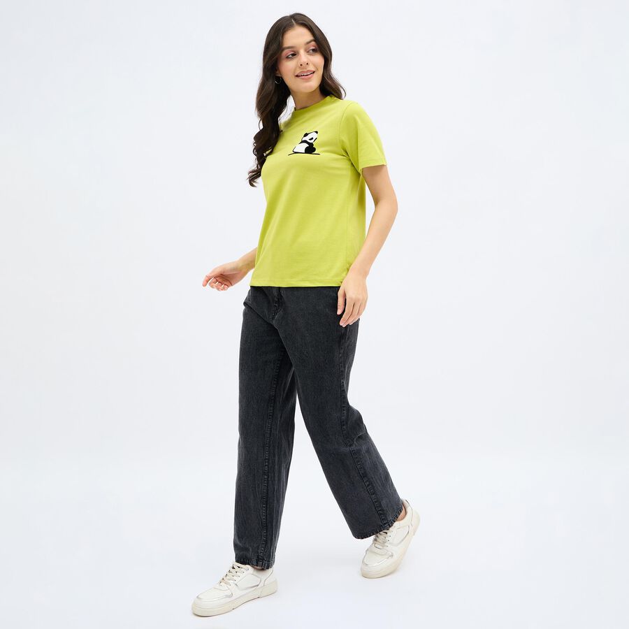 Women's Washed Black Regular Fit High-Rise Jeans, काला, large image number null