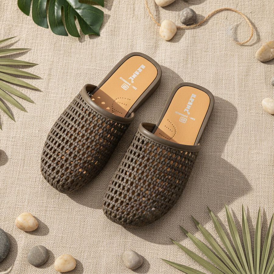 Women's Taupe Woven Slip-On Mules, Brown, large