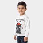 Boys' Grey Crew Neck Graphic Print Sweatshirt, मिश्रित हल्का ग्रे, small