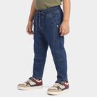 Boys' Navy Blue Relaxed Fit Drawstring Jeans, Dark Blue, small