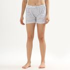 Women's Bright White Printed Elastic Waist Shorts, Black, small image number null