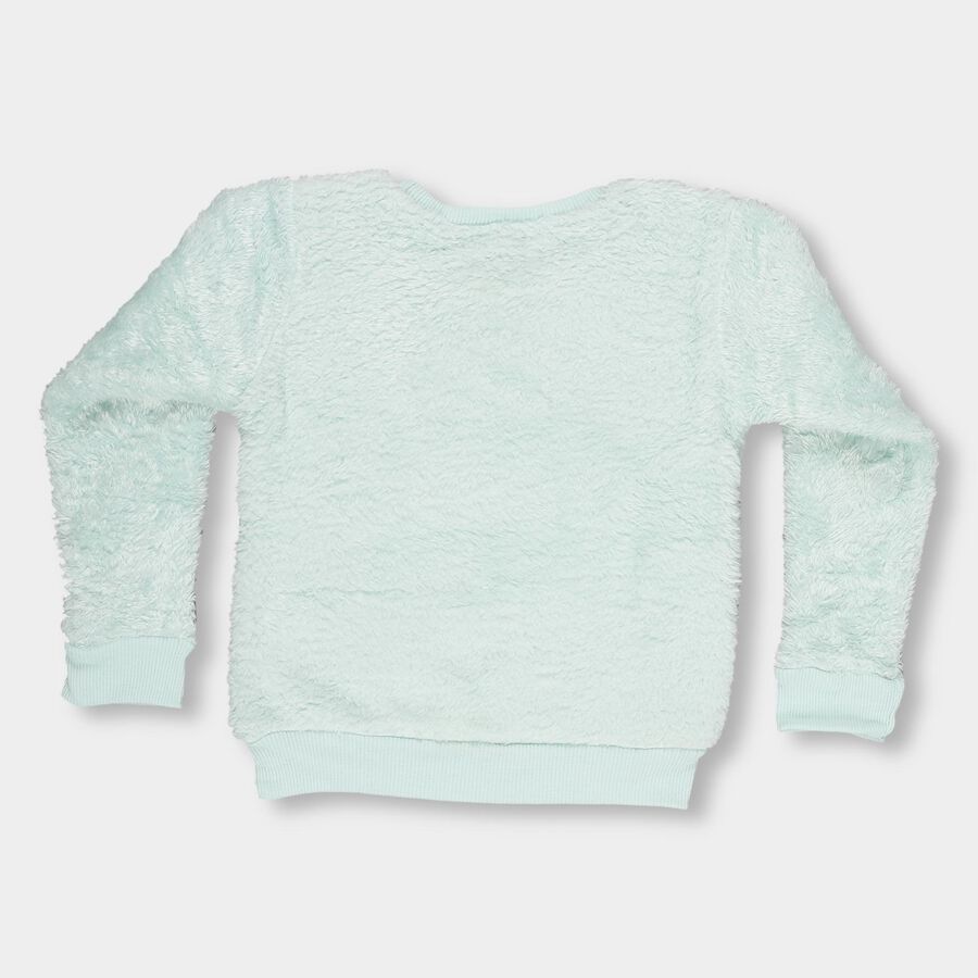 Girls Light Mint Green Crew Neck Casual Sweatshirt, Light Green, large image number null