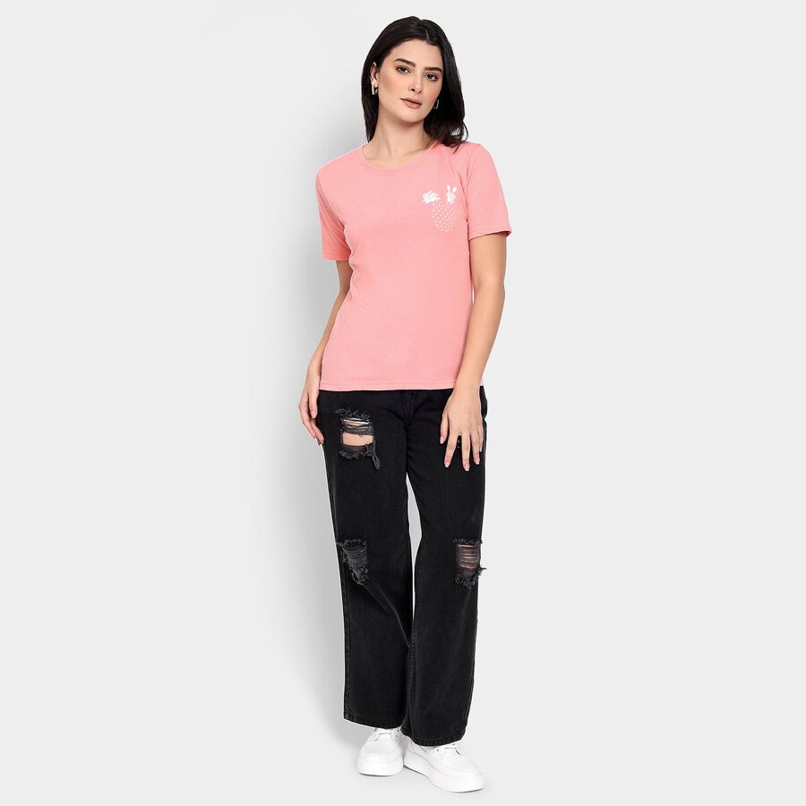 Ladies' Round Neck T-Shirt, Pink, large image number null