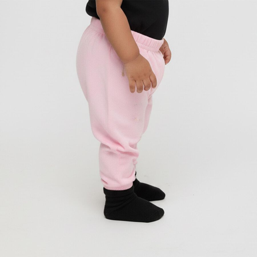 Infants Soft Pink Elastic Waist Printed Cotton Pyjama, हल्का गुलाबी, large image number null