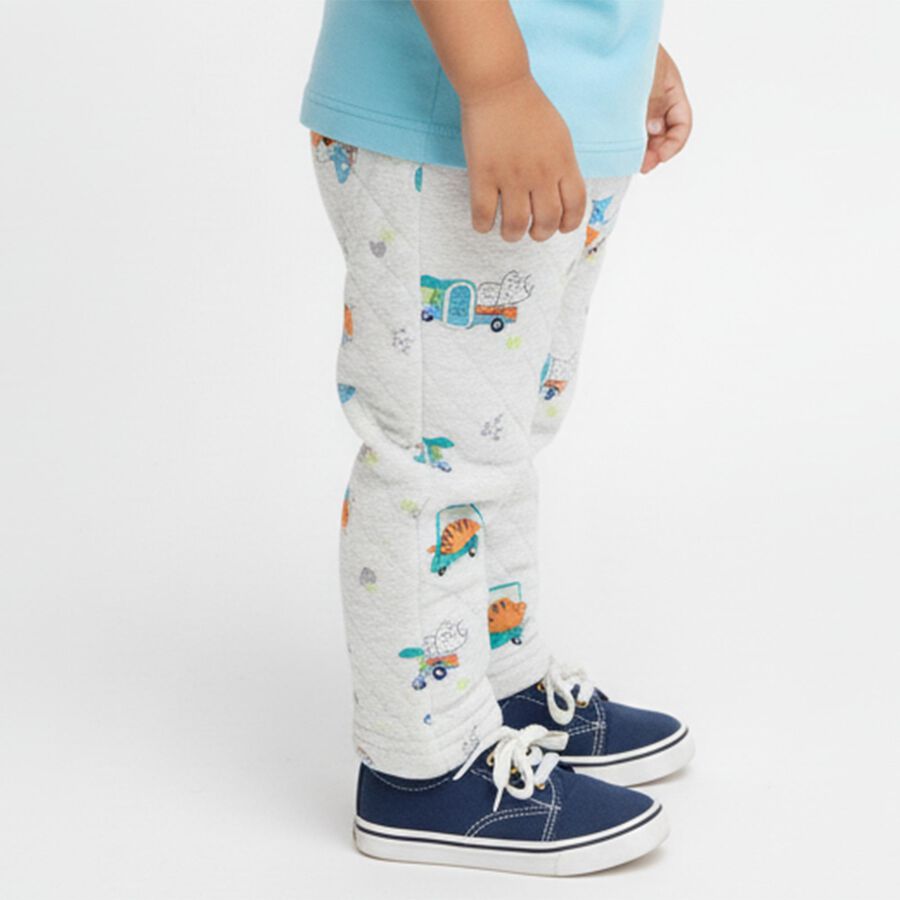 Infants Light Grey Printed Cotton Blend Pyjama, मिश्रित हल्का ग्रे, large image number null