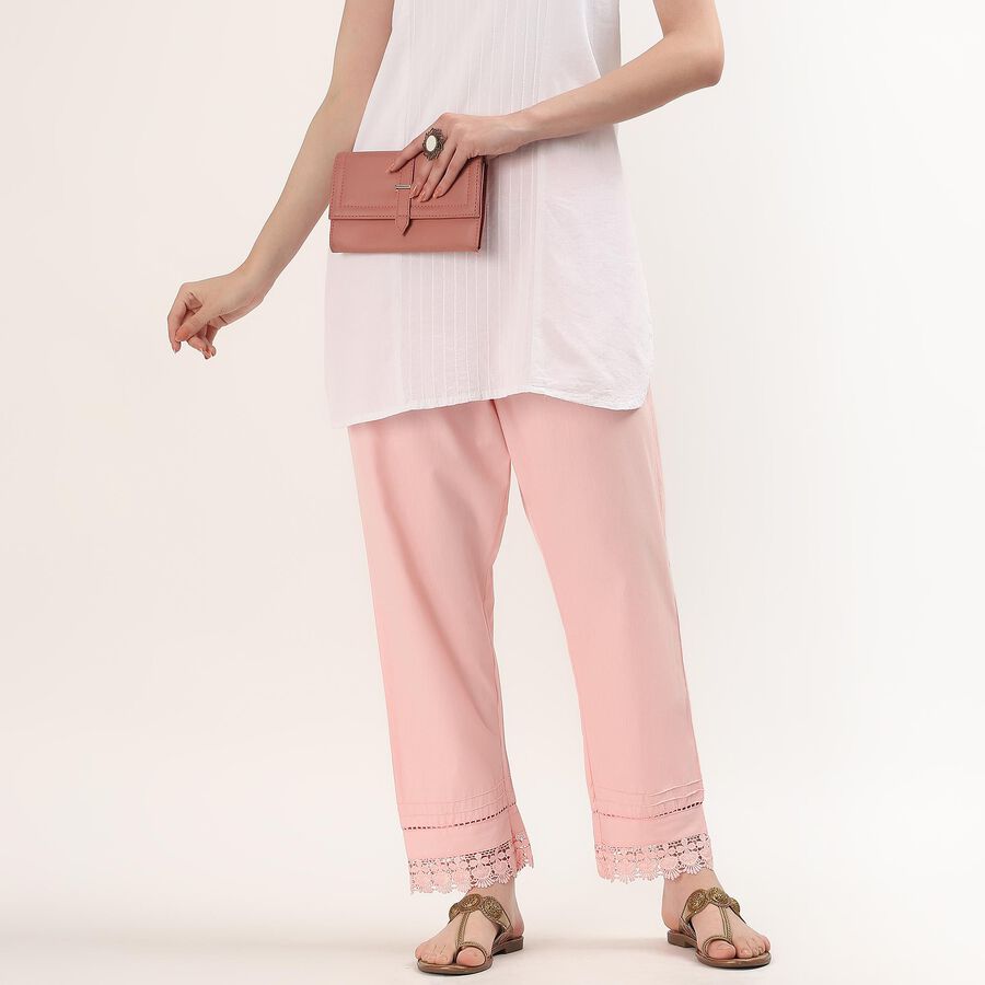 Women's Light Pink Regular Fit Solid Palazzos, हल्का गुलाबी, large