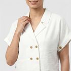 Women White Half Sleeve Lapel Collar Minimalist Shirt, सफ़ेद, small