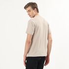 Men's Beige Round Neck Casual T-Shirt, Beige, small