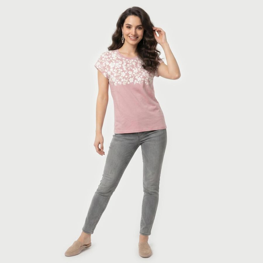Women's Lilac Round Neck Regular T-Shirt, Lilac, large