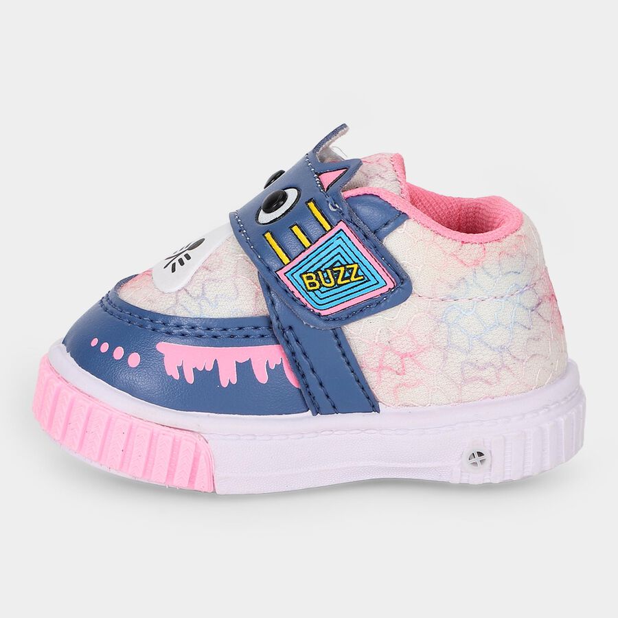 Girls' Pink Velcro Strap Sneakers, गुलाबी, large