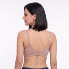 Women's Brown Cotton Blend V Neck Bralette Bra, Brown, small