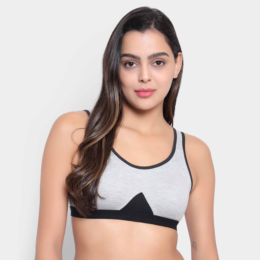 Solid Bra, Melange Light Grey, large image number null