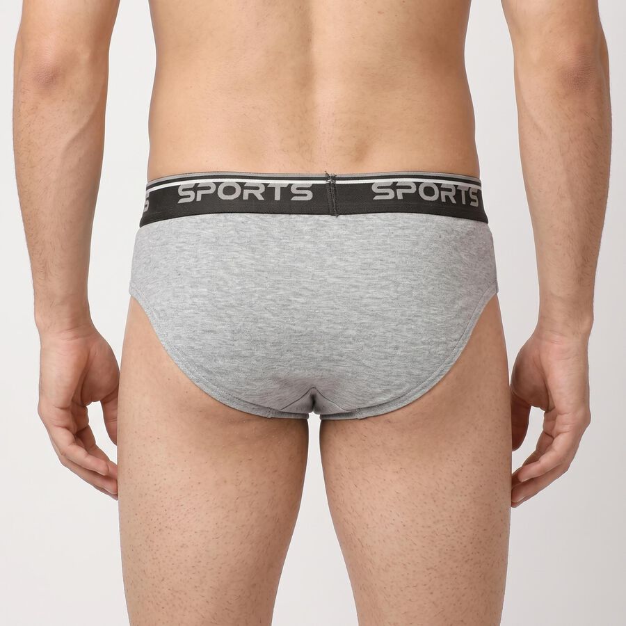 Men's Grey Regular Fit Sports Waistband Briefs, मिश्रित हल्का ग्रे, large