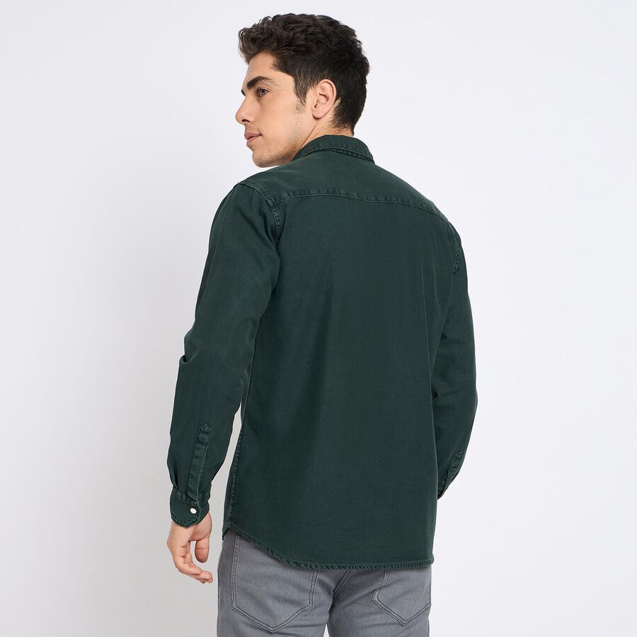 Men's 100% Cotton Casual Shirt , गहरा हरा, large image number null