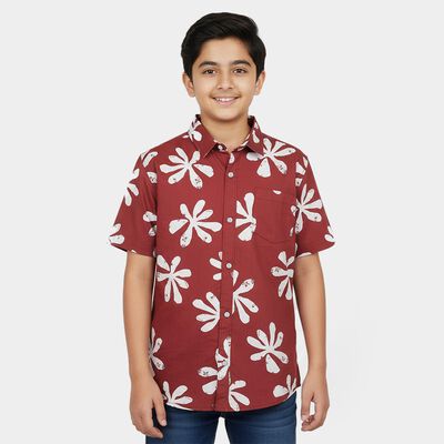 Boys Brown Cotton Classic Casual Shirt