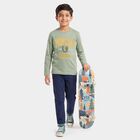 Boys' Green Crew Neck Regular Boys T-Shirt, हल्का हरा, small